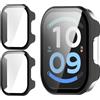 GIOPUEY Cover Compatibile con Xiaomi Redmi Watch 6 Active, [2 Pezzi] Pellicola Protettiva Vetro + Cornice in Plastica Rigida Custodia - Black+Black