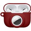 kwmobile Custodia 2 in 1 compatibile con Apple Airpods Pro 3 e AirTag - Cover Cuffie Bluetooth - Protezione in Silicone con Moschettone - bordeaux