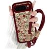 Xylota Cover con Cordino per Google Pixel 10 Pro XL,Estivi Aesthetic Fiori Disegni Ragazze Custodia con Corda Bracciale Laccio Laccetto, Sottile Silicone TPU Antiurto Case per Pixel 10 Pro XL,Bordeaux