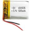 Liter energy battery Batteria 602535 LiPo 3.7V 500mAh 1.85Wh 1S 5C Liter Energy Battery per l'elettronica Ricaricabile Telefono Portatile Smartwatch Orologio GPS - Non adatto per Radiocomando 42x20x6mm (500mAh|602535)