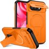 xinyunew custodia per Google Pixel 9A con ring stand magnetico, cover militare antiurto con protezione fotocamera scorrevole compatible with MagSafe ricarica wireless Arancione