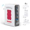 DCHK Haribo Caricatore USB C 100W Kit da viaggio, Alimentatore 4 Porte GaN con Display LED, Presa USB C Compatibile con MacBook Pro/Air, iPhone 17/16/15, Galaxy S25/S24, Laptop/iPad/Switch, Regalo, Rosso
