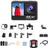 Fauhapyway Action Camera 4K con WiFi, Dual Screen Sport Cam, grandangolo stabilizzato Video Recorder per Ciclismo