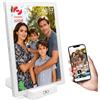 dxmart Frameo Cornice portafoto digitale da 10,1 pollici, Wi-Fi, batteria da 5000 mAh con stazione di ricarica wireless, memoria da 32 GB, touch screen HD IPS, rotazione automatica, condivisione istantanea