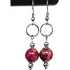 ThurColas Orecchini donna in acciaio inox con anelli e perle multicolore in pietre naturali (Rosso e verde)