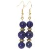 ThurColas Orecchini pendenti da donna in pietre naturali con dettagli decorativi in ottone dorato (Blu)