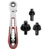 Alanmoship Set di 3 cacciaviti a cricchetto bidirezionali ad angolo retto con mandrino in metallo da 10 mm, 13 mm, 16 mm, argento, nero, rosso, ideale per officina e progetti fai da te
