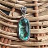 Bellissimo Pendente In Argento Sterling 925 Con Gemma Di Acqua Apatite