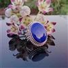 Elegante Blu Lapislazzuli Gemma 925 Argento Sterling Artigianale Anello All Size