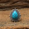 Sontuoso Santa Rosa Turchese Gemma 925 Argento Sterling Handmade Anello Tutti