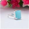 Valentine's Regalo Blu Calcedonio Gemma 925 Argento Sterling Fatto a Mano Anello