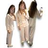 Raso Rosa Set Pigiama Festa Nuziale Lungo Mani Elastico Vita Bianco da Donna 3XL