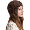 ZLYC Berretto da donna lavorato a mano all'uncinetto con fiore lucido estivo vintage teschio cappello, Blu tinta unita, Taglia unica