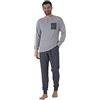 Karelpiù KAREL PIU' Pigiama Uomo Invernale in Cotone Caldo Interlock 100%. Taglie Over Size. Pigiama Lungo Due Pezzi Aperto o Chiuso (IT, Testo, 4XL, Regular, Regular, 125 Grigio)