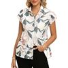 Grace Karin Camicette da Donna a Maniche Corte Estive con Fiori, Scollo a V, Stile Casual, Leggere, con Bottoni, per Vacanze al Mare, Stile Boho, XL