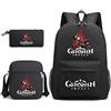 Hanaiette 3PCS Genshin Impact Game Personaggi Zaino Astuccio in Tela Messenger Bag, Stile 5