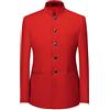 generic Blazer da uomo con colletto alla coreana, slim fit, giacca Nehru in monopetto, design con colletto alla coreana, giacca casual in stile cinese per affari, abiti e cappotti sportivi, Rosso, L