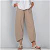 INSTYLISH Pantaloni Harem da donna in cotone e lino Pantaloni larghi stampati vintage Tasche solide casual Pantaloni larghi a vita alta Harajuku Pantaloni da jogging