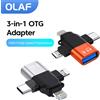 olaf Adattatore OTG Olaf 3 in 1 da USB 3.0 a Micro USB/Tipo C/Convertitore Lightning per iPhone Xiaomi Samsung Mouse Tastiera U Flash drive