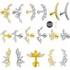 NONE ASTM F136 G23 Titanio piercing ramo orecchino Stud Moon Push In CZ senza filettatura Labret Piercing 16/18/20G cartilagine gioielli per il corpo
