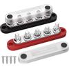 DaierTek Bus Bar Blocco di distribuzione dell'alimentazione 12V con coperchio Morsettiera per borchie 5 x 1/4" Max 150A 48VDC Positivo Negativo per Auto