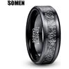 SOMEN TUNGSTEN Somen 8mm anelli in carburo di tungsteno lucido per uomo Vintage meteoriti neri intarsiati anello in fibra di carbonio fedi nuziali gioielli regalo