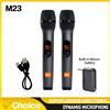 G-MARK Sistema microfonico wireless M23 UHF a 2 canali con ricevitore ricaricabile Microfono portatile senza fili per Karaoke Church Party DJ