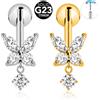 NONE ASTM F136 G23 Titanio Farfalla Goccia Labret Senza Filettatura Penetrante Insetto CZ Pin Push in Lip Stud Daith Conch Orecchino 16G 18G 20G