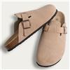 NONE Sandali Half Drag Zoccoli per donna e uomo Ciabatte in pelle scamosciata di sughero Pantofola classica antiscivolo in sughero per pantofole da esterno con supporto per l'arco plantare