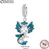 CYMYSS Ciondolo originale in argento sterling 925 con drago blu, cane, gatto, simpatici animali, per donne, braccialetto, collana, regali per feste fai da te