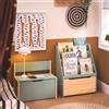 SoBuy KMB95-GR Libreria per bambini con 4 ripiani e cofanetto per giocattoli rimovibile Verde Naturale BHT ca. 62x80x30 cm
