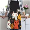 ZZN Grembiule in poliestere con motivo simpatico gatto Gatti vibranti dei cartoni animati con design di cuori e stelle Grembiule da cucina per cucinare, cuocere al forno Decorazioni per la casa