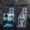 rastar Cover per Telefono Blues Brothers per Samsung S26 S25 S24 FE S23 S22 S21 Plus S20 Ultra Note20Ultra, Custodia in Vetro Nero