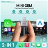 OTTOCAST Adattatore OTTOCAST Mini Gem da CarPlay Cablato a Wireless e Android Auto, Dongle USB Plug & Play a Connessione Rapida per Benz, Audi, Toyota, VW