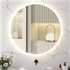kleankin Specchio Kleankin rotondo luminoso a LED da parete per bagno 80 cm con illuminazione, interruttore touch, antiappannamento, luminosità regolabile 20,5W + 26W bianco e argento
