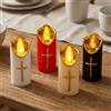 NONE Candele a croce cristiane riutilizzabili, candele creative impermeabili con fiamma realistica, con paralume, candele LED portatili senza fiamma