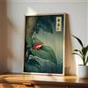 NONE 1 pezzo di decorazione da parete su tela con rana giapponese, stampa artistica da parete vintage senza cornice con foresta pluviale, poster con rana rossa su foglia per la decorazione del soggiorno