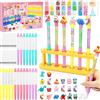 NONE Kit per la creazione di penne glitter fai-da-te Forniture artigianali per bambini 80+ pezzi Set d'arte fatto a mano Crea 16 penne Decorazioni per cartoni animati Regalo di compleanno per ragazze Bo