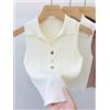 Zjaiss 2026 Primavera Estate Top Canotta da Donna Slim Versatile con Collo a Polo in Maglia di Seta Ghiaccio Senza Maniche