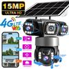V380 Telecamera di sicurezza solare da esterno V380 Pro con triplo obiettivo PTZ, rilevamento umanoide, audio bidirezionale, telecamera 4G SIM, visione notturna, tracciamento automatico, allarme e visione