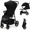 kk Kinderkraft Kinderkraft TRIG 3 Passeggino Leggero, Pieghevole, Posizione Distesa, Posizione Reclinata, Sospensione 4 Ruote, Cinture di sicurezza a 5 punti, Bambini, Fino a 25 kg, Nero