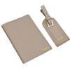 Andisijq Set di scatole regalo da viaggio personalizzate in vera pelle con copertina per passaporto e etichetta per bagagli iniziali porta passaporto da viaggio Tag Tracker per uomo donna, Multicolore,