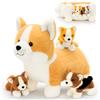 MorisMos 4 pezzi di peluche a forma di cane Corgi, peluche Corgi da 40 cm con 3 cuccioli all'interno, regalo Kawaii per bambini, bambine e ragazzi