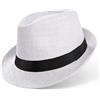 BABEYOND Straw Felt Fedora Hat for Men, 1920s Panama Trilby Hat, Short Brim Summer Sun cap with Ribbon