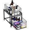 LANTUS Organizzatore Scorrevole Sotto Lavello a 2 Livelli, Cestelli Scorrevoli, Impilabile, Scaffali per Armadio Cucina Bagno, 26 x 37 x 38,5 cm (Nero)