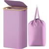 Lifewit Cesta Portabiancheria 100 L con Coperchio, Grande Cesto Biancheria Pieghevole in Bambù con Sacco Interno, Portabiancheria Salvaspazio, Laundry Basket per Camera da Letto, Bagno, Viola