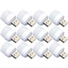 YUANQIAN Mini lampadina a LED USB, di notte, senza sensore di luce, plug-in, bianco caldo, compatta, ideale per camera da letto, bagno, cucina, auto, luce d'atmosfera USB (12 pezzi/confezione, luce bianca)