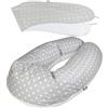 baby idea Babysanity® Cuscino Gravidanza (Interno + 2 Federe) Di Qualità' Allattamento Confortevole Per Dormire Sostegno Mamma Cotone 100% - Made In Italy - (Grigio Chiaro)