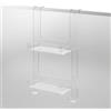 AQA DESIGN Mensola doccia con 2 ripiani, porta shampoo e bagnoschiuma, shower caddy in plexiglass, porta shampoo doccia da appendere, montaggio senza fori/da parete - Trasparente - 33x56x19 cm
