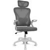 DRIFT GAMING DRAIR35 - Sedia da Scrivania Ergonomica per Ufficio e Casa in Rete Tesa Traspirante, Reclinabile 90-120°, Poggiatesta e Braccioli Pieghevoli, Supporta fino a 120 kg, Grigio-Bianco